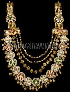 Traditional Rajasthani Meenakari Gold Necklace Set