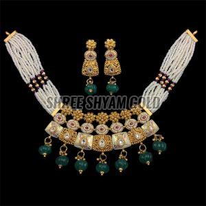22k real gold indian premium moti pearl necklace set