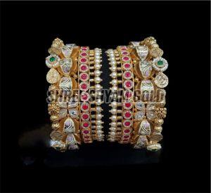 22K Wedding Wear Antique Gold Bangles