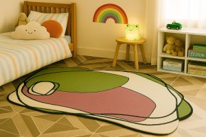 Harmony Bloom rugs-white Green Pink Black Tufted Rugs