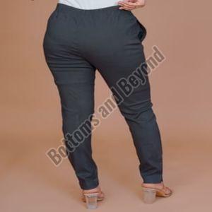 Ladies Grey Cotton Lycra Pant
