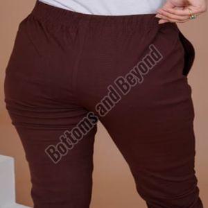 Ladies Maroon Cotton Lycra Pant