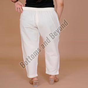 Ladies Off-white Cotton Pant