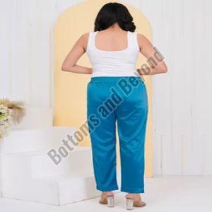 Ladies Blue Satin Silk Pant