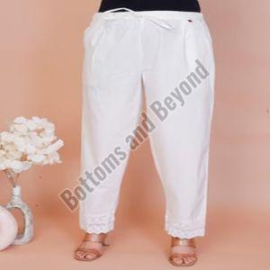 Ladies Twin Weave Off-White Crochet Pants
