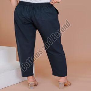 Ladies Navy Blue Cotton Pant