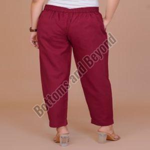 Ladies Maroon Cotton Pant