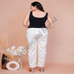 Ladies White Satin Silk Pant