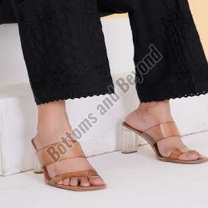 Ladies Black Embroidery Wide Leg Pant