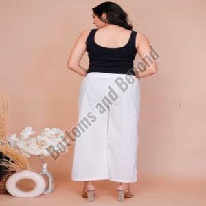Ladies White Side Button Pant