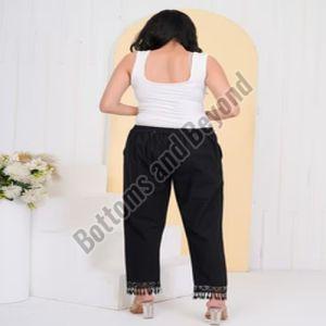 Ladies Tassel Trail Black Crochet Pant