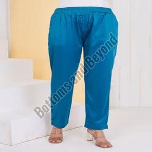 Ladies Blue Satin Silk Pant