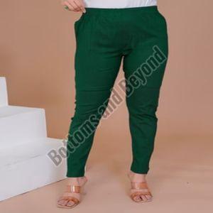 Ladies Green Cotton Lycra Pant
