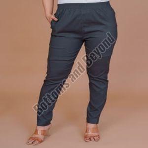 Ladies Grey Cotton Lycra Pant