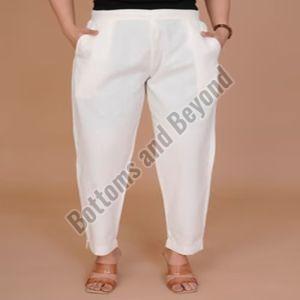 Ladies Off-white Cotton Pant