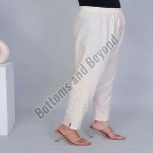 Ladies Off White Kashmiri Embroidery Pant