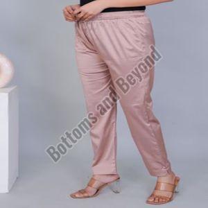 Ladies Rose Pink Satin Silk Pant