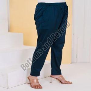 Ladies Teal Blue Satin Silk Pant