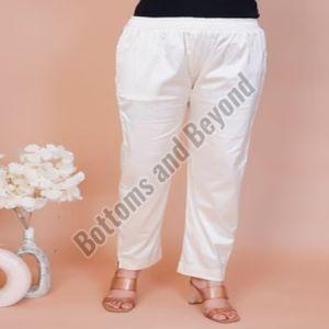 Ladies White Satin Silk Pant