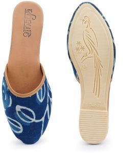 Indigo Fleur Leather Ladies Mules