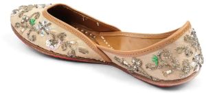 Ladies Beige Hinge Leather Ladies Jutti