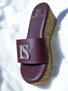 Ls Maroon Vegan Leather Ladies Heel