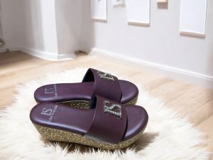 Ls Maroon Vegan Leather Ladies Heel