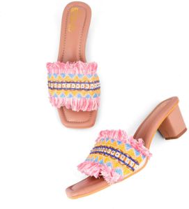 Pink Fly Leather Ladies Heels