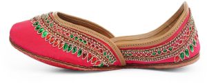 Pink Jadau Leather Ladies Jutti