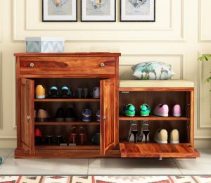 15 Pair Sheesham Wooden Shoe Rack