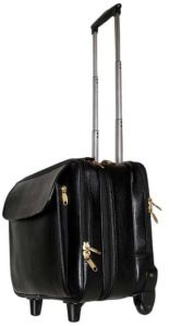 Black Leather Trolley Bags