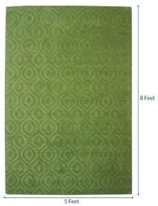 Green Printed Hand Tufted Carpet
