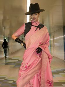 Ladies Pink Colur Silk Sarees