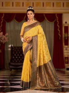 Ladies Yellow Linen Cotton