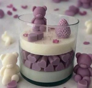 Soy Wax Teddy Bear Shaped Glass Candle
