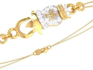 18Kt Gold Lab Grown Diamond Swastic Rakhi Bracelets