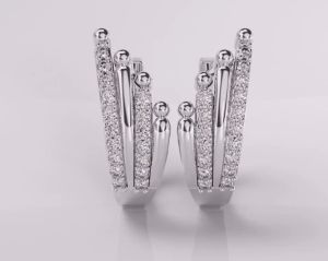 18Kt Gold Lab Grown Diamonds Designer Hoop Earrings