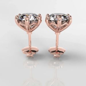 18Kt Gold Lab Grown Elegance Round Diamond Stud Earrings