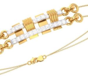 18Kt Gold Lab Grown Diamond Rakhi Bracelet For Brothers