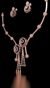 Designer 18kt Gold Lab Grown Diamond Pendant Set