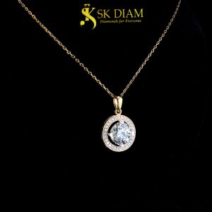 18KT Gold Halo Diamond Pendant