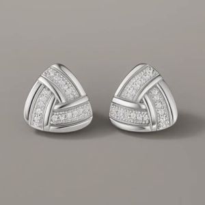 18 Kt Elegant Gold Trillion Cut Lab Grown Diamond Stud Earrings