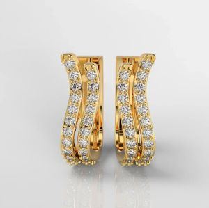 18Kt Gold Lab Grown Diamonds Hoop Earrings