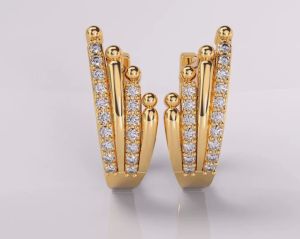 18Kt Gold Lab Grown Diamonds Designer Hoop Earrings