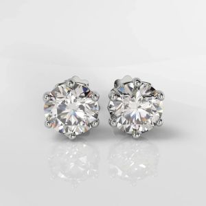 18Kt Gold Lab Grown Elegance Round Diamond Stud Earrings