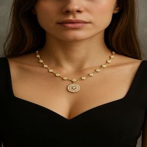 Elegance and Luxury 18kt Gold Lab Grown Diamond Pendant Set
