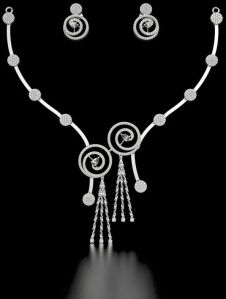 Designer 18kt Gold Lab Grown Diamond Pendant Set
