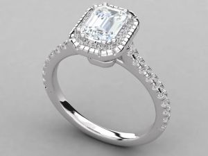 Ladies 18kt Gold Luxury Emerald Cut Diamond Ring