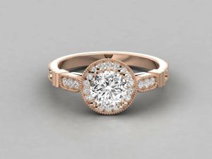 Elegant 18kt Gold Round Cut Lab Grown Diamond Engagement Ring