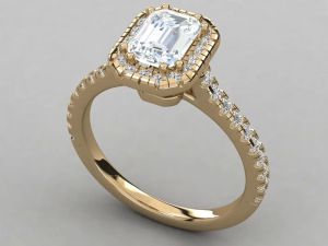 Ladies 18kt Gold Luxury Emerald Cut Diamond Ring